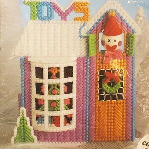 Plastic Canvas Christmas Toy Store with clown craft kit MARTINSVILLE VILLAGE 623